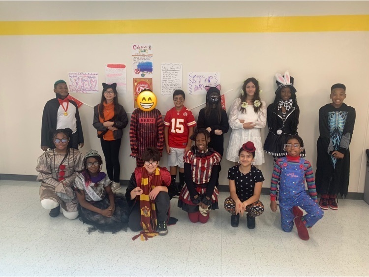6th Grade Students with Halloween Costumes on