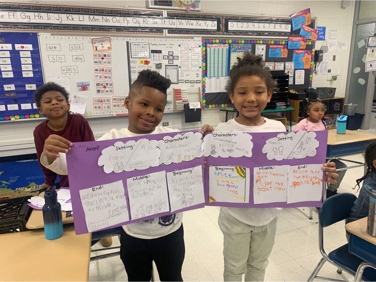 students show off their Mother Bruce story maps
