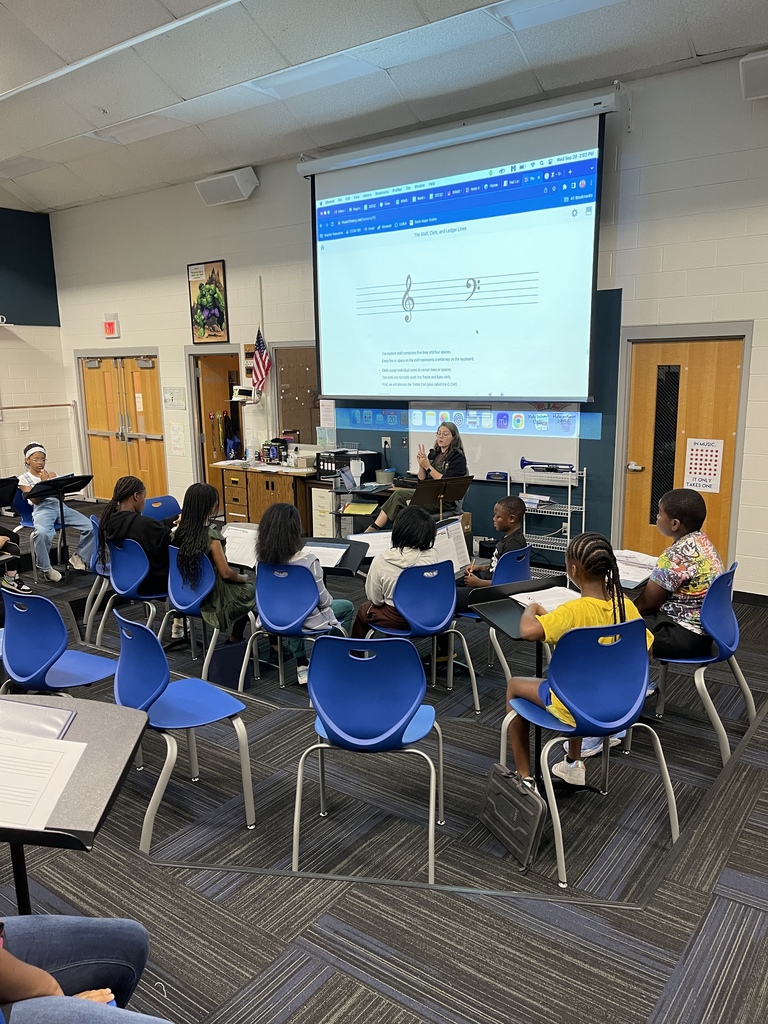 Beginning Bronco Band students learning how to understand music notation!